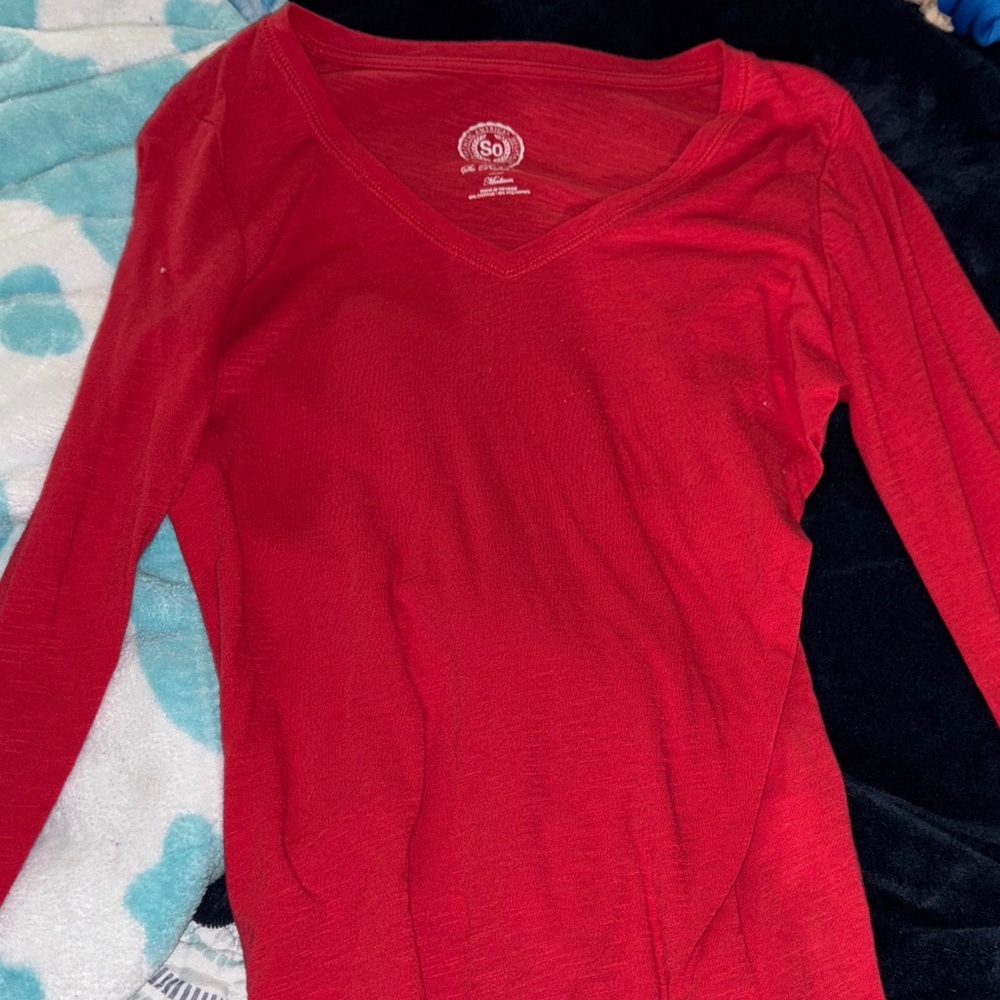 SO Women's Red Long Sleeve Tee